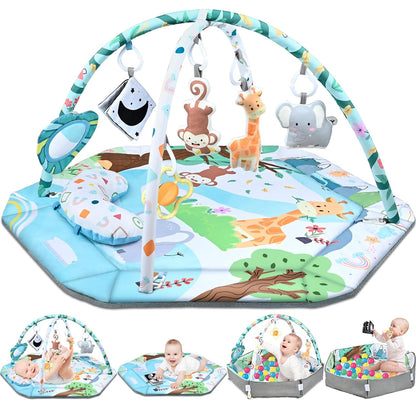 SensoryHaven 8-in-1 baby speelmat met speelgoed voor sensorische ontwikkeling en vroeg leren