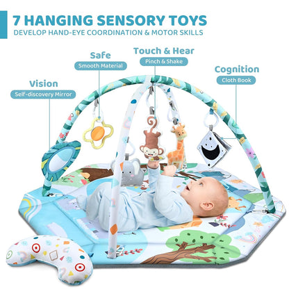 SensoryHaven 8-in-1 baby speelmat met speelgoed voor sensorische ontwikkeling en vroeg leren