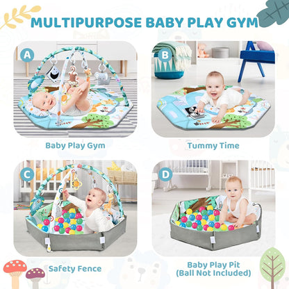 SensoryHaven 8-in-1 baby speelmat met speelgoed voor sensorische ontwikkeling en vroeg leren