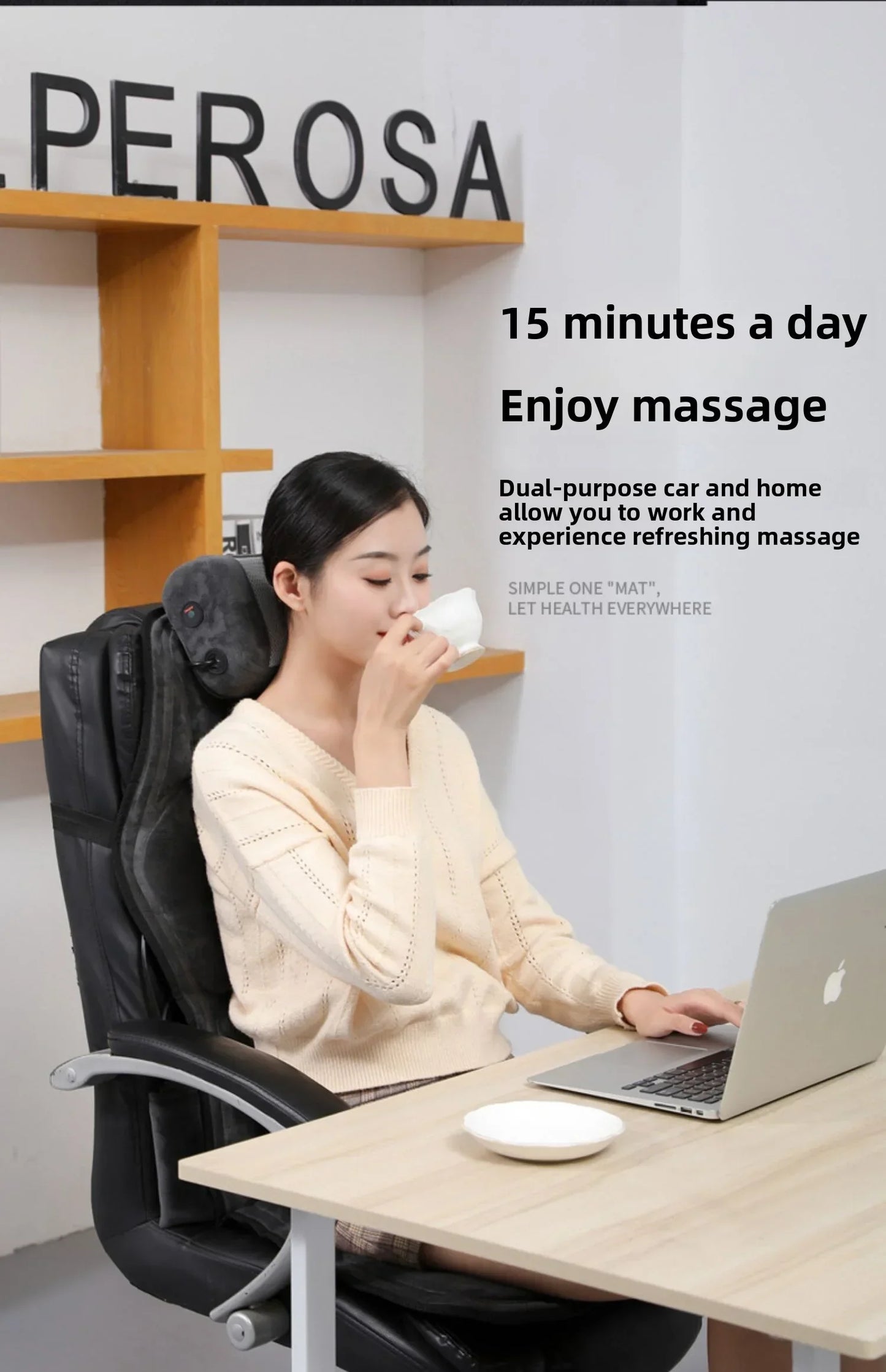 Shiatsu full body rugmassager met warmte en verstelbaar ontwerp