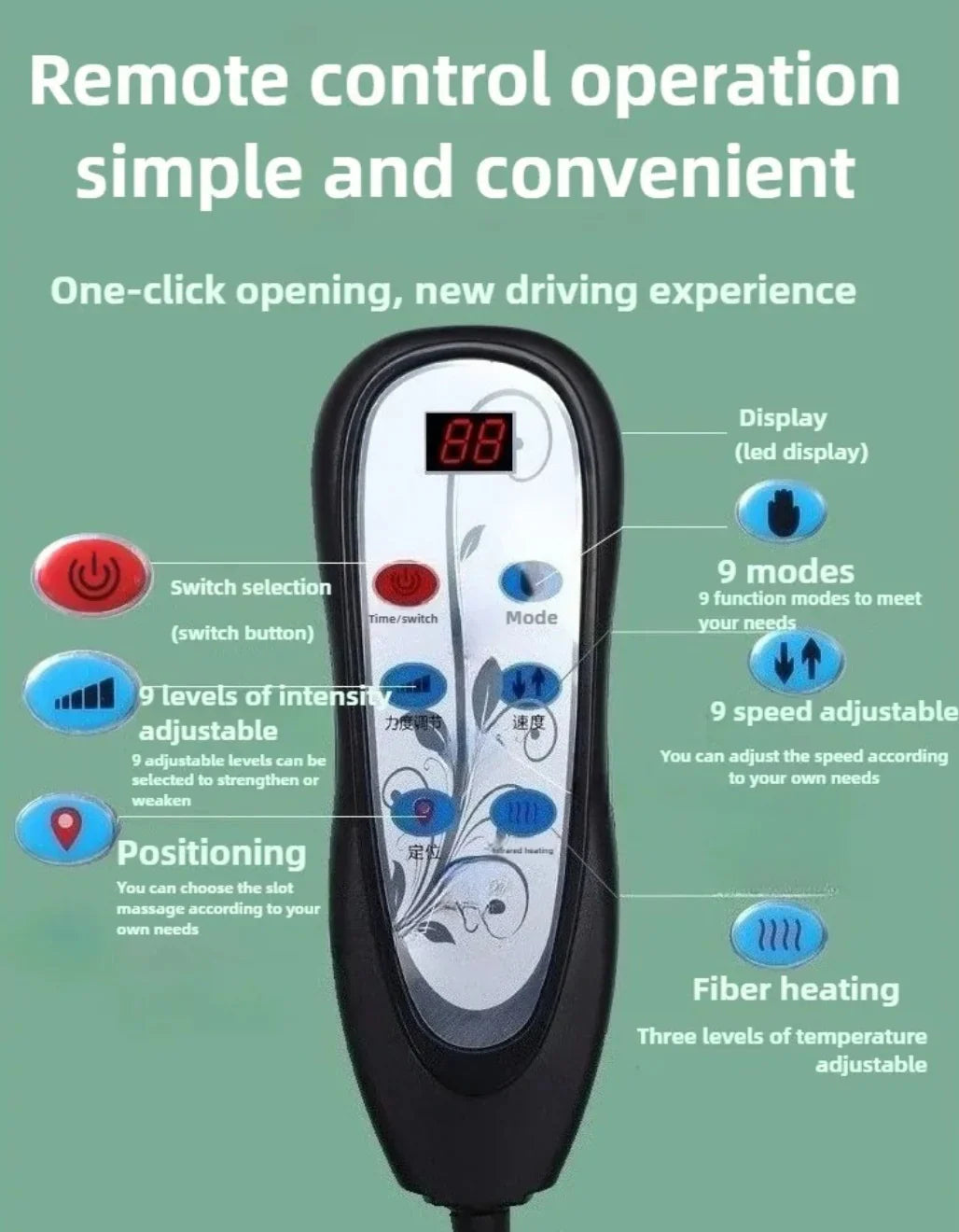 Shiatsu full body rugmassager met warmte en verstelbaar ontwerp