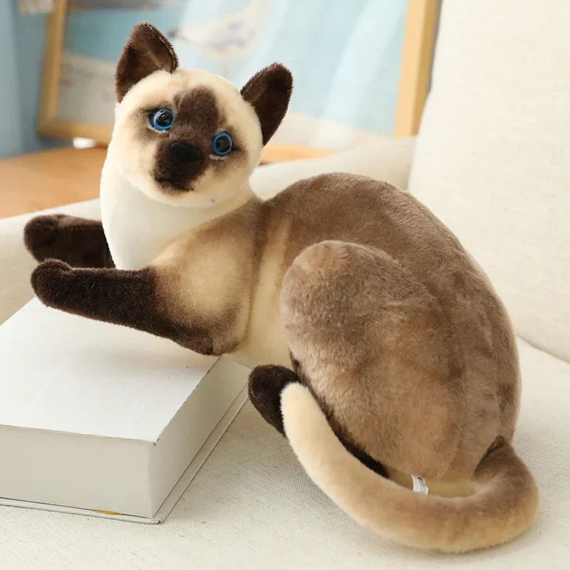 Siamese Kat Pluche Luxe Zacht Katten Speelgoed Realistisch Schattige Knuffelgenoot