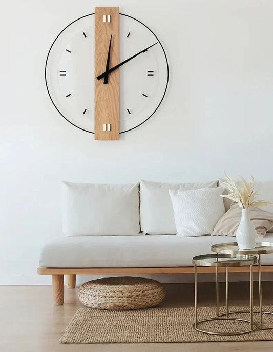 SilentOak Minimalist Wooden Wall Clock Silent Modern Design