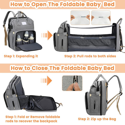 Smart Mummy luiertas met opvouwbaar babybed waterdichte reistas