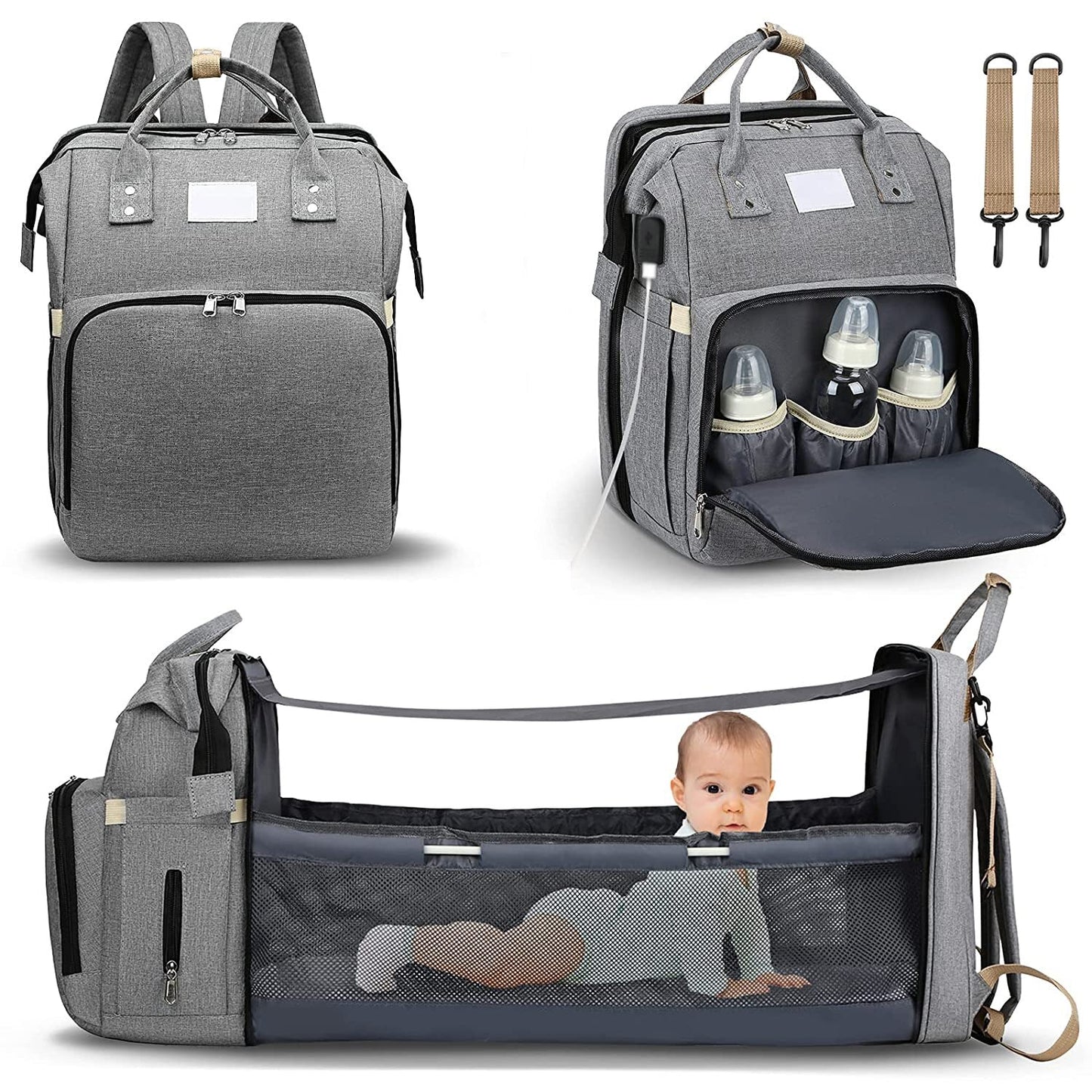 Smart Mummy luiertas met opvouwbaar babybed waterdichte reistas