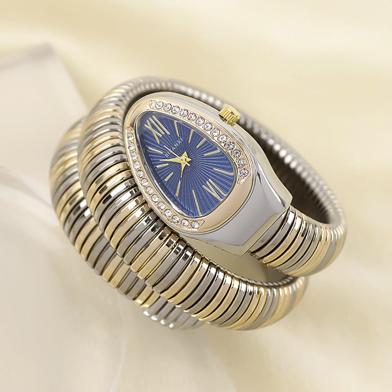 Slangstijl Quartz Horloge Roestvrijstalen Armband Ovaal Wijzerplaat