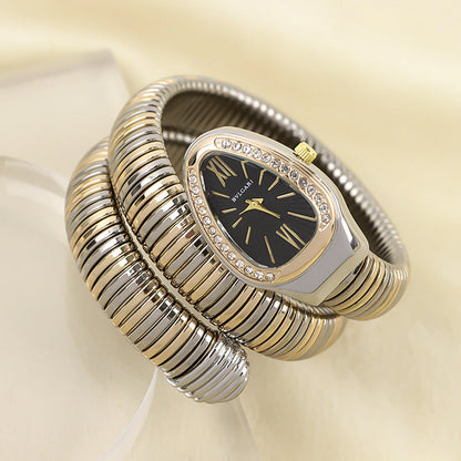 Slangstijl Quartz Horloge Roestvrijstalen Armband Ovaal Wijzerplaat