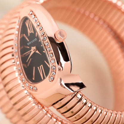 Slangstijl Quartz Horloge Roestvrijstalen Armband Ovaal Wijzerplaat