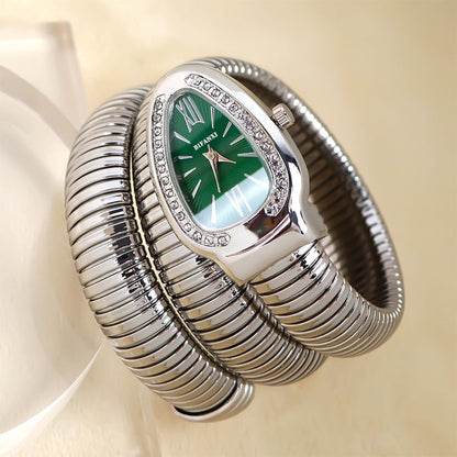 Slangstijl Quartz Horloge Roestvrijstalen Armband Ovaal Wijzerplaat