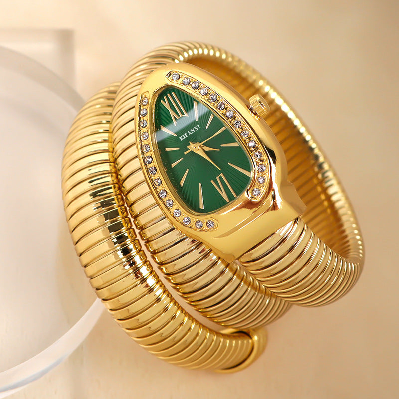Slangstijl Quartz Horloge Roestvrijstalen Armband Ovaal Wijzerplaat