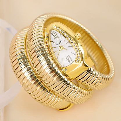 Slangstijl Quartz Horloge Roestvrijstalen Armband Ovaal Wijzerplaat