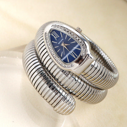 Slangstijl Quartz Horloge Roestvrijstalen Armband Ovaal Wijzerplaat