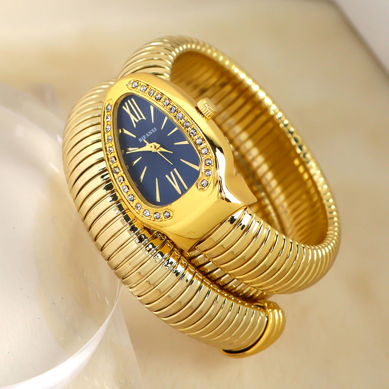 Slangstijl Quartz Horloge Roestvrijstalen Armband Ovaal Wijzerplaat