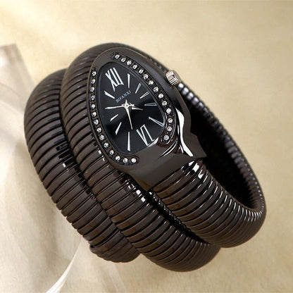 Slangstijl Quartz Horloge Roestvrijstalen Armband Ovaal Wijzerplaat