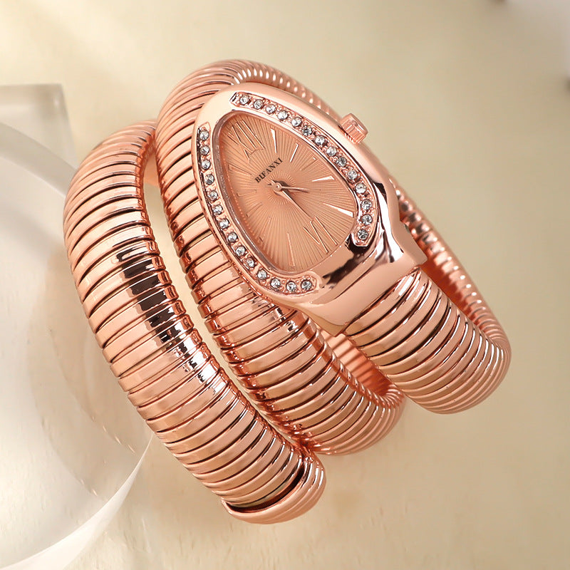 Slangstijl Quartz Horloge Roestvrijstalen Armband Ovaal Wijzerplaat