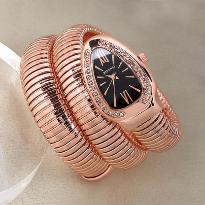 Slangstijl Quartz Horloge Roestvrijstalen Armband Ovaal Wijzerplaat