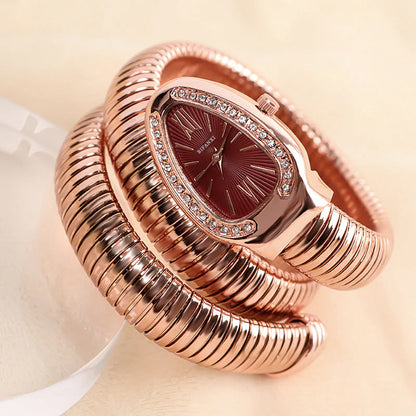 Slangstijl Quartz Horloge Roestvrijstalen Armband Ovaal Wijzerplaat