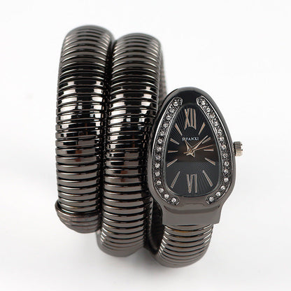Slangstijl Quartz Horloge Roestvrijstalen Armband Ovaal Wijzerplaat
