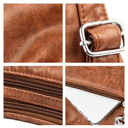 Zachte leren schoudertas grote capaciteit multifunctioneel draagbaar