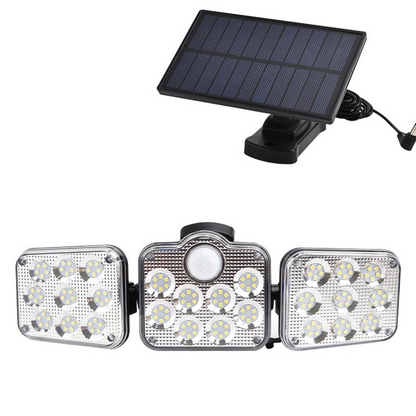 Zonne-LED-schijnwerper met bewegingssensor 3-koppige buitenlamp