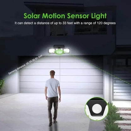 Zonne-LED-schijnwerper met bewegingssensor 3-koppige buitenlamp