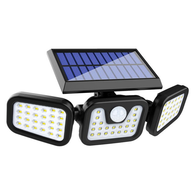 Zonne-LED-schijnwerper met bewegingssensor 3-koppige buitenlamp