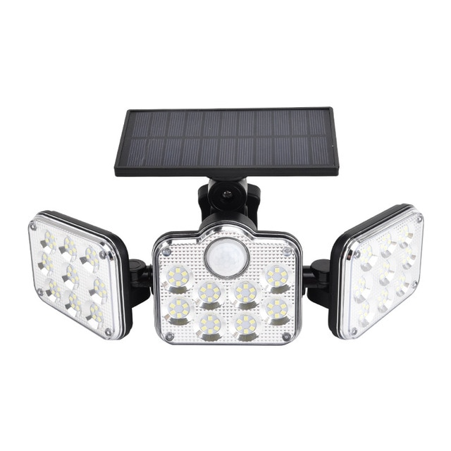Zonne-LED-schijnwerper met bewegingssensor 3-koppige buitenlamp