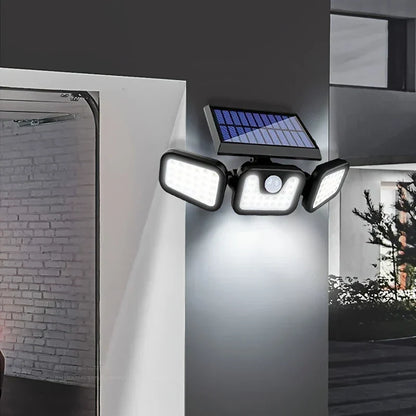 Zonne-LED-schijnwerper met bewegingssensor 3-koppige buitenlamp