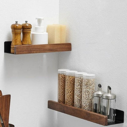 Massief houten badkamerplank zonder boren, wandgemonteerde organizer