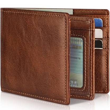 StitchCraft heren leren RFID bifold portemonnee slank ontwerp
