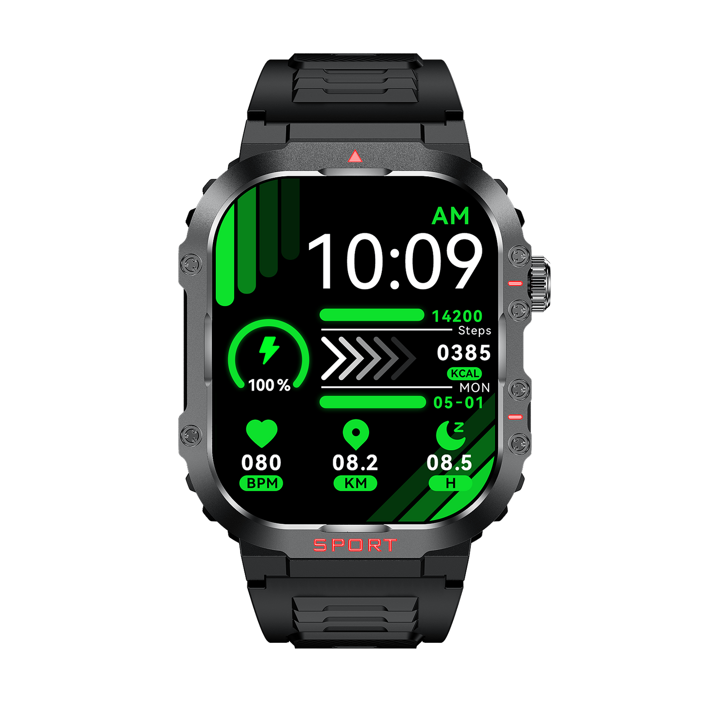 Sugar Pro 5 slimme gezondheids-tracking horloge met fitness- en hartslagmonitor