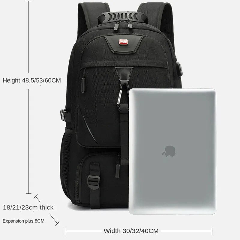 Tech Trek Pro 50L tot 80L rugzak met USB-oplaadpoort en laptopvak
