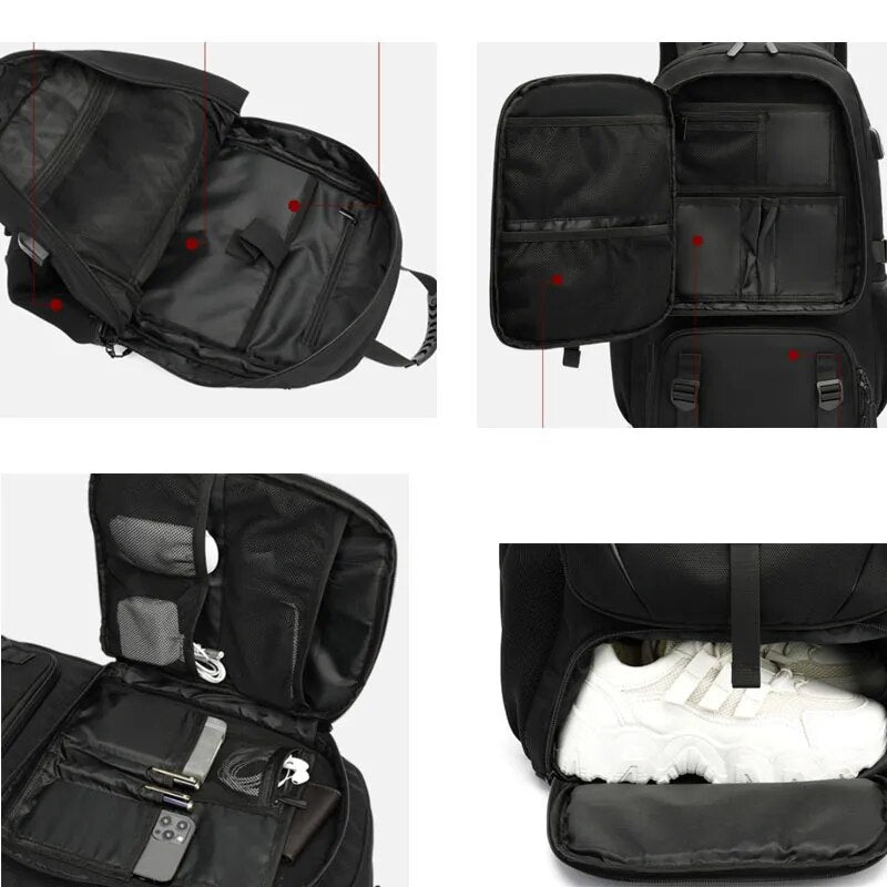 Tech Trek Pro 50L tot 80L rugzak met USB-oplaadpoort en laptopvak