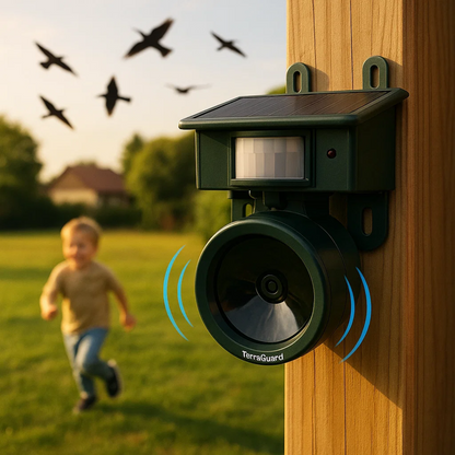 TerraGuard Zonne-Energie Vogelverjager met PIR Bewegingssensor en Geluidsafschrikker