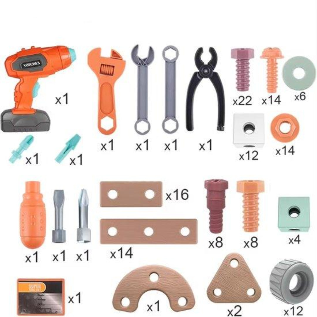 TinyHands Kindergereedschapset voor Rollenspel en Leren met Speelgoedgereedschap en Koffer