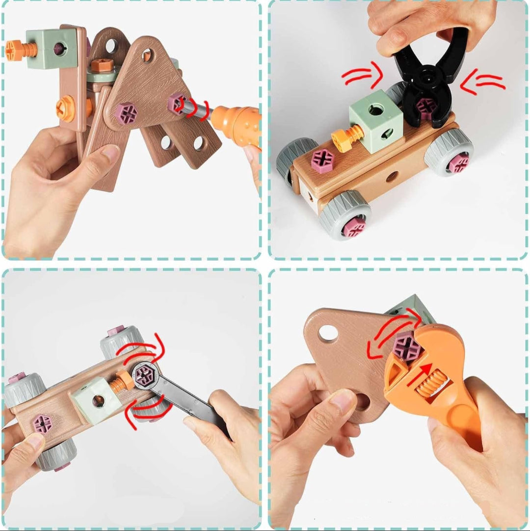 TinyHands Kindergereedschapset voor Rollenspel en Leren met Speelgoedgereedschap en Koffer