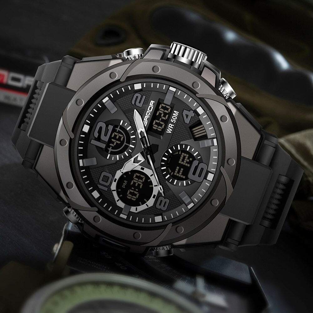 TitanGuard Militair Herenhorloge Robuust Analoog Digitaal Multifunctioneel Horloge