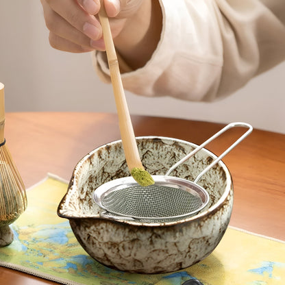 Traditionele Matcha Theeset 6-delig Bamboe en Keramiek Set