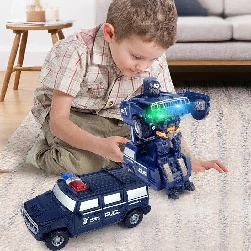 Transformerende Robotauto 2-in-1 Politieauto en Robot Speelgoed met Licht en Geluid