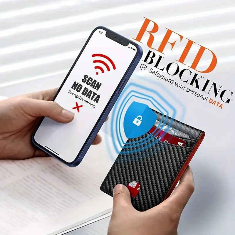 TravelPrime RFID-blokkerende slanke reispasportemonnee koolstoflook bi-fold