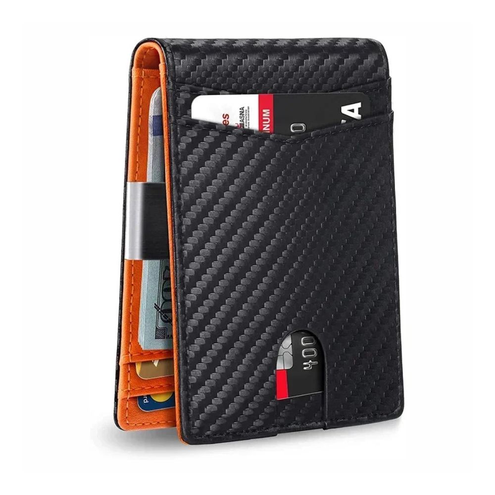 TravelPrime RFID-blokkerende slanke reispasportemonnee koolstoflook bi-fold