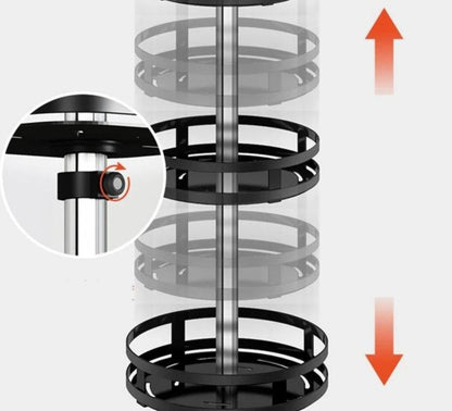 TwistRack 360 graden draaibare opbergplank met verstelbaar ontwerp voor ruimtebesparende thuisorganisatie
