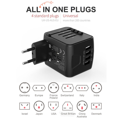 Ultieme reiskracht hub universele adapter met USB-poorten