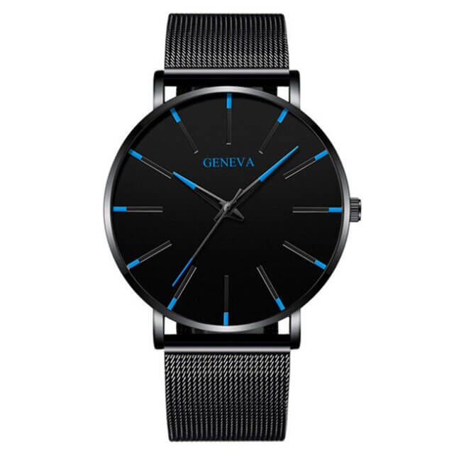 Ultradunne heren zakelijke horloge met minimalistisch roestvrijstalen ontwerp