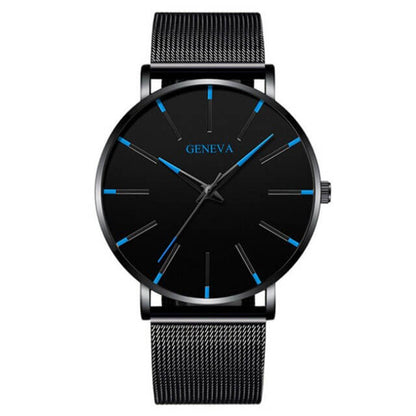 Ultradunne heren zakelijke horloge met minimalistisch roestvrijstalen ontwerp