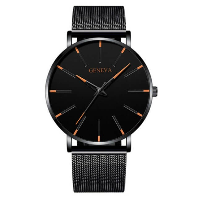 Ultradunne heren zakelijke horloge met minimalistisch roestvrijstalen ontwerp