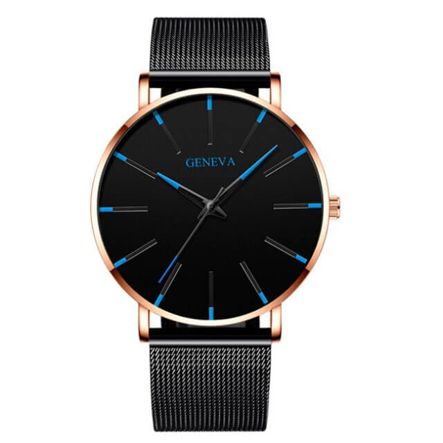 Ultradunne heren zakelijke horloge met minimalistisch roestvrijstalen ontwerp