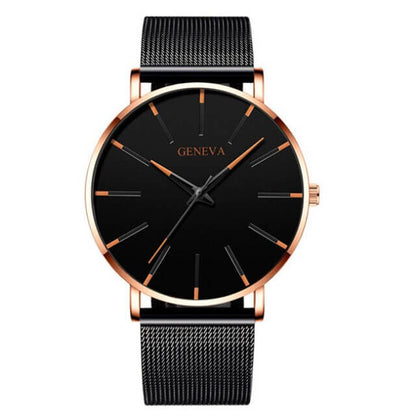 Ultradunne heren zakelijke horloge met minimalistisch roestvrijstalen ontwerp
