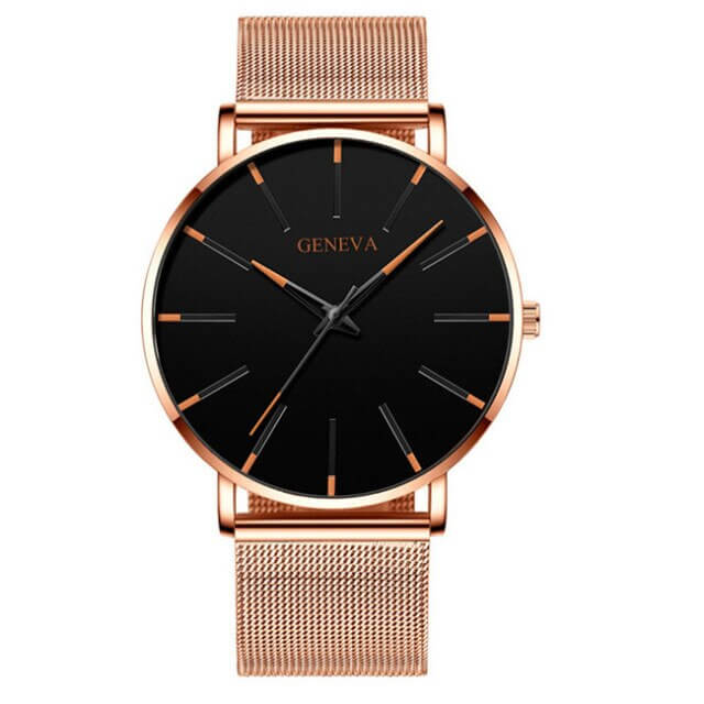 Ultradunne heren zakelijke horloge met minimalistisch roestvrijstalen ontwerp