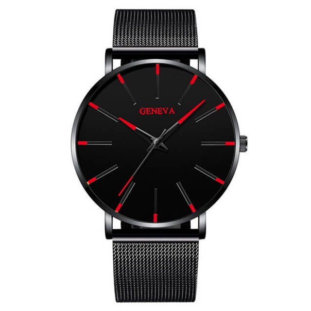 Ultradunne heren zakelijke horloge met minimalistisch roestvrijstalen ontwerp
